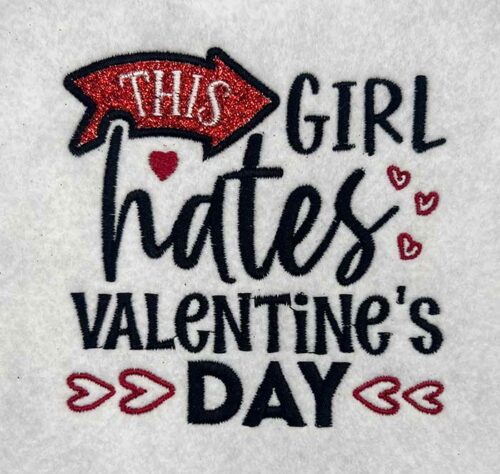 hates valentines day embroidery design