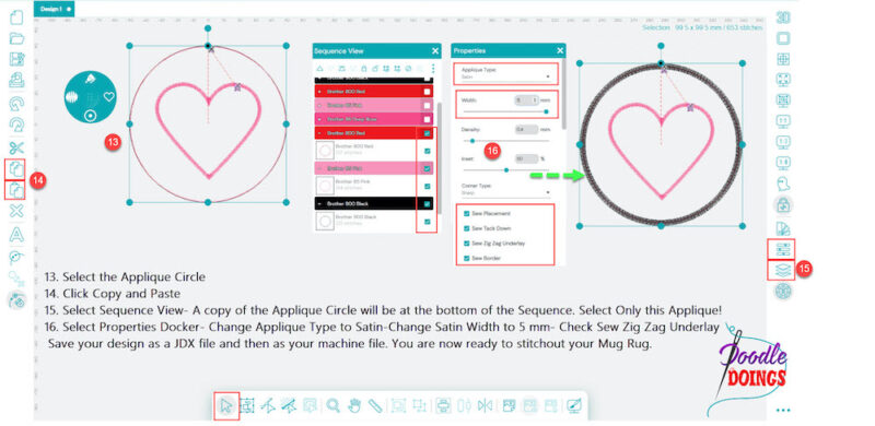applique mug rug design doodler tutorial 3 