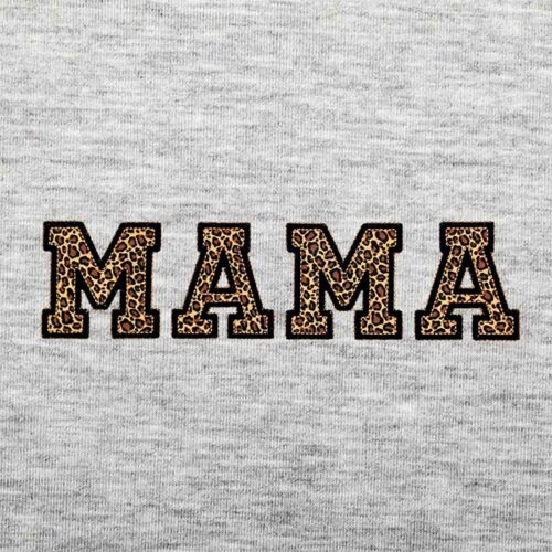 mama leopard fabric embroidery design