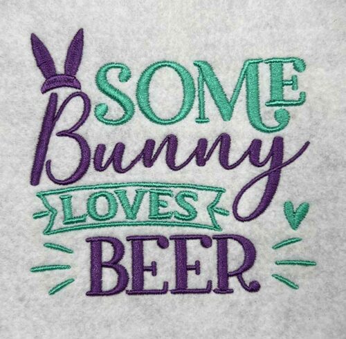 bunny loves beer embroidery design