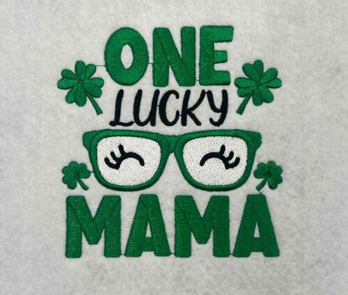 one lucky mama embroidery design