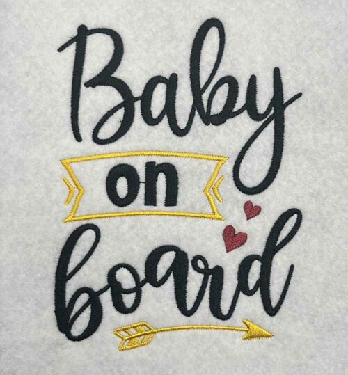 baby on board embroidery design