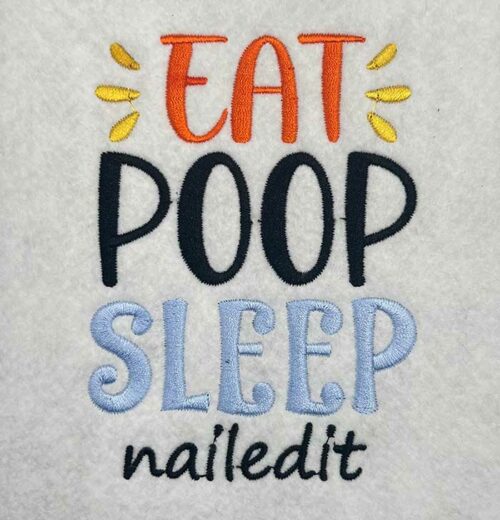 eat poop sleep embroidery design