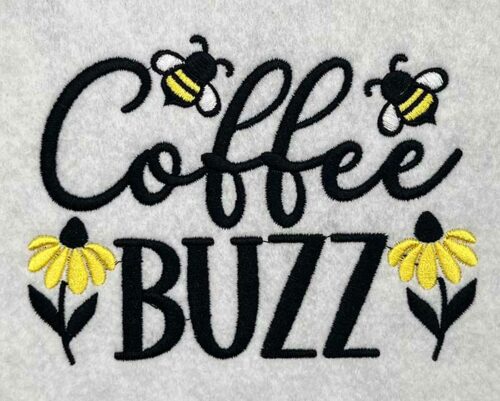 coffee buzz embroidery design