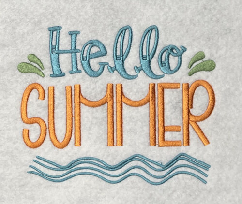 Hello summer embroidery design