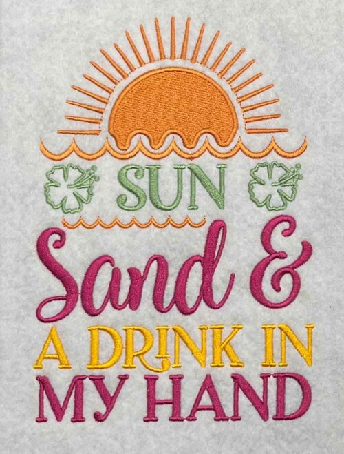 sun and sand embroidery design