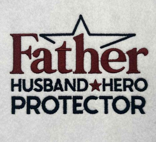 father husband hero embroidery design