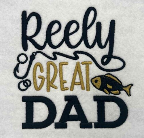 Reely great dad embroidery design