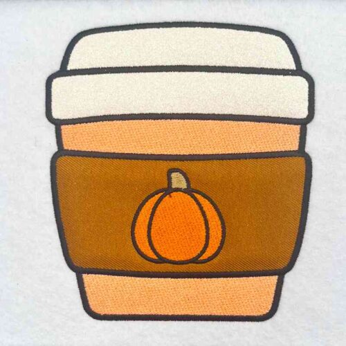 pumpkin coffee applique embroidery design