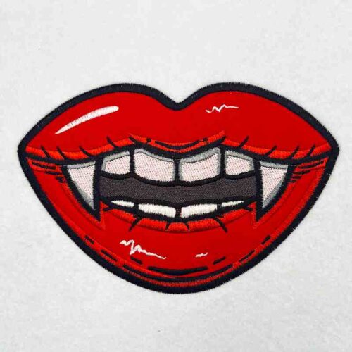 Vampire lips applique embroidery design