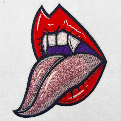 Vampire Lips applique embroidery design