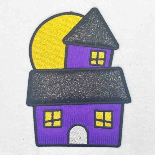 haunted house applique embroidery design