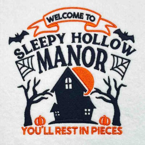 Sleep Hollow manor embroidery design