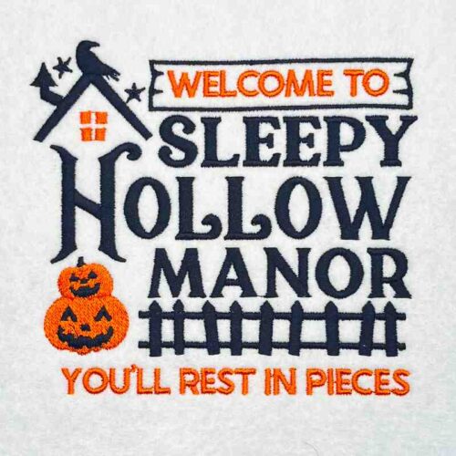 Sleepy Hollow manor embroidery design